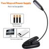 LEPOWER Clip-on Book Light with 5 LED Eye Care, 3 Color Changeable, Portable Reading Lamp, Battery & USB Operated, Bed Light for Kids, Bookworms, Students (Black)(Black)
