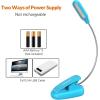 LEPOWER Clip-on Book Light with 5 LED Eye Care, 3 Color Changeable, Portable Reading Lamp, Battery & USB Operated, Bed Light for Kids, Bookworms, Students (Black)(Blue)