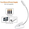 LEPOWER Clip-on Book Light with 5 LED Eye Care, 3 Color Changeable, Portable Reading Lamp, Battery & USB Operated, Bed Light for Kids, Bookworms, Students (Black)(White)