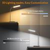 LEPOWER Desk Lamp, 800LM LED for Home Office, 12W Reading for Desk, Eye-Caring Light, Touch Table Gooseneck Lamp, 50 Lighting Modes, Bright for Bedroom, Study (Black)(Gray)