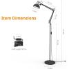 LEPOWER Floor Lamp, Swing Arm Floor Standing Lamp, Industrial Floor Lamp with Heavy Metal Base, E26 Lamp Base Floor Light, Modern Standing Reading Lamp for Living Room, Bedroom, Office White(Black)