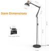 LEPOWER Floor Lamp, Swing Arm Floor Standing Lamp, Industrial Floor Lamp with Heavy Metal Base, E26 Lamp Base Floor Light, Modern Standing Reading Lamp for Living Room, Bedroom, Office White(Sand Black)