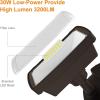 LEPOWER LED Motion Sensor Security Lights Outdoor, 30W 3200LM, 5500K, IP65 Waterproof, 2 Head Motion Detector Flood Light for Garage, Yard, Porch, White (NOT Solar Powered)(Brown)