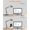 LEPOWER Metal Desk Lamp, Adjustable Goose Neck Architect Table Lamp with On/Off Switch, Swing Arm Desk Lamp with Clamp, Eye-Caring Reading Lamp for Bedroom, Study Room &Office (Sandy Black)(Sand Black)