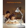 LEPOWER Metal Desk Lamp, Adjustable Goose Neck Architect Table Lamp with On/Off Switch, Swing Arm Desk Lamp with Clamp, Eye-Caring Reading Lamp for Bedroom, Study Room &Office (Sandy Black)(White)