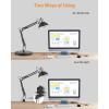 LEPOWER Metal Desk Lamp, Adjustable Goose Neck Architect Table Lamp with On/Off Switch, Swing Arm Desk Lamp with Clamp, Eye-Caring Reading Lamp for Bedroom, Study Room &Office (Sandy Black)(Black)