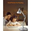 LEPOWER Metal Desk Lamp, Adjustable Goose Neck Architect Table Lamp with On/Off Switch, Swing Arm Desk Lamp with Clamp, Eye-Caring Reading Lamp for Bedroom, Study Room &Office (Sandy Black)(Silver)