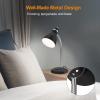 LEPOWER Metal Desk Lamp, Eye-Caring Table Lamp, Study Lamps with Flexible Goose Neck for Bedroom, Home Office (Matte Black)(Black)