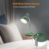 LEPOWER Metal Desk Lamp, Eye-Caring Table Lamp, Study Lamps with Flexible Goose Neck for Bedroom, Home Office (Matte Black)(Green)