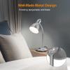 LEPOWER Metal Desk Lamp, Eye-Caring Table Lamp, Study Lamps with Flexible Goose Neck for Bedroom, Home Office (Matte Black)(Silver)