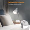 LEPOWER Metal Desk Lamp, Eye-Caring Table Lamp, Study Lamps with Flexible Goose Neck for Bedroom, Home Office (Matte Black)(White)