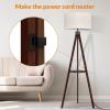 LEPOWER Mid Century Wood Standing Lamp, Modern Design Shelf Floor Lamp for Living Room, Bedroom, Office, Flaxen Shade with E26 Base, Perfect for Reading or Ambient Lighting Dark Brown(Walnut Holder)