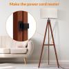 LEPOWER Mid Century Wood Standing Lamp, Modern Design Shelf Floor Lamp for Living Room, Bedroom, Office, Flaxen Shade with E26 Base, Perfect for Reading or Ambient Lighting Dark Brown(Brown Holder)