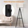 LEPOWER Mid Century Wood Standing Lamp, Modern Design Shelf Floor Lamp for Living Room, Bedroom, Office, Flaxen Shade with E26 Base, Perfect for Reading or Ambient Lighting Dark Brown(Black Holder)