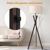 LEPOWER Tripod Floor Lamp, Mid Century Wood Floor Lamps for Living Room, Bedroom and Office, Flaxen Lamp Shade with E26 Lamp Base