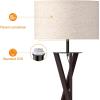 LEPOWER Tripod Floor Lamp, Mid Century Wood Floor Lamps for Living Room, Bedroom and Office, Flaxen Lamp Shade with E26 Lamp Base