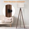 LEPOWER Wood Tripod Floor Lamp, Mid Century Standing Lamp, Modern Design Studying Light for Living Room, Bedroom, Study Room and Office, Flaxen Lamp Shade with E26 Base Dark Brown(Dark Brown Holder)