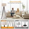LEPOWER Wood Tripod Floor Lamp, Mid Century Standing Lamp, Modern Design Studying Light for Living Room, Bedroom, Study Room and Office, Flaxen Lamp Shade with E26 Base Walnut(Walnut Tripod Holder)