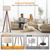 LEPOWER Wood Tripod Floor Lamp, Mid Century Standing Lamp, Modern Design Studying Light for Living Room, Bedroom, Study Room and Office, Flaxen Lamp Shade with E26 Base Walnut(Brown Tripod Holder)