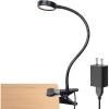 LEPOWER Clip on Light/Reading Light/Book Lights/Desk Lamp Color Changeable/Night Lights Clip on for Desk, Bed Headboard and Computers, Adapter Included, Silver(Black)