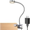 LEPOWER Clip on Light/Reading Light/Book Lights/Desk Lamp Color Changeable/Night Lights Clip on for Desk, Bed Headboard and Computers, Adapter Included, Silver(Silver)