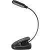 LEPOWER Clip-on Book Light with 5 LED Eye Care, 3 Color Changeable, Portable Reading Lamp, Battery & USB Operated, Bed Light for Kids, Bookworms, Students (Black)(Black)