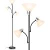LEPOWER Floor Lamp, Standing Lamp Replaceable 3000K Energy-Saving, Lamp for Living Room with Adjustable Reading Light, Modern Bright Floor Lamp for Bedroom, Living Room, Office(Floor Lamp (3 heads))
