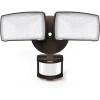 LEPOWER LED Motion Sensor Security Lights Outdoor, 30W 3200LM, 5500K, IP65 Waterproof, 2 Head Motion Detector Flood Light for Garage, Yard, Porch, White (NOT Solar Powered)(Brown)