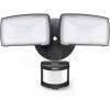 LEPOWER LED Motion Sensor Security Lights Outdoor, 30W 3200LM, 5500K, IP65 Waterproof, 2 Head Motion Detector Flood Light for Garage, Yard, Porch, White (NOT Solar Powered)(Black)