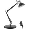 LEPOWER Metal Desk Lamp, Adjustable Goose Neck Architect Table Lamp with On/Off Switch, Swing Arm Desk Lamp with Clamp, Eye-Caring Reading Lamp for Bedroom, Study Room &Office (Sandy Black)(Black)
