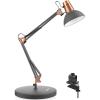 LEPOWER Metal Desk Lamp, Adjustable Goose Neck Architect Table Lamp with On/Off Switch, Swing Arm Desk Lamp with Clamp, Eye-Caring Reading Lamp for Bedroom, Study Room &Office (Sandy Black)(Sand Black)
