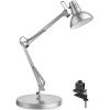 LEPOWER Metal Desk Lamp, Adjustable Goose Neck Architect Table Lamp with On/Off Switch, Swing Arm Desk Lamp with Clamp, Eye-Caring Reading Lamp for Bedroom, Study Room &Office (Sandy Black)(Silver)