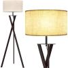 LEPOWER Tripod Floor Lamp, Mid Century Wood Floor Lamps for Living Room, Bedroom and Office, Flaxen Lamp Shade with E26 Lamp Base