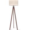 LEPOWER Wood Tripod Floor Lamp, Mid Century Standing Lamp, Modern Design Studying Light for Living Room, Bedroom, Study Room and Office, Flaxen Lamp Shade with E26 Base Dark Brown(Dark Brown Holder)