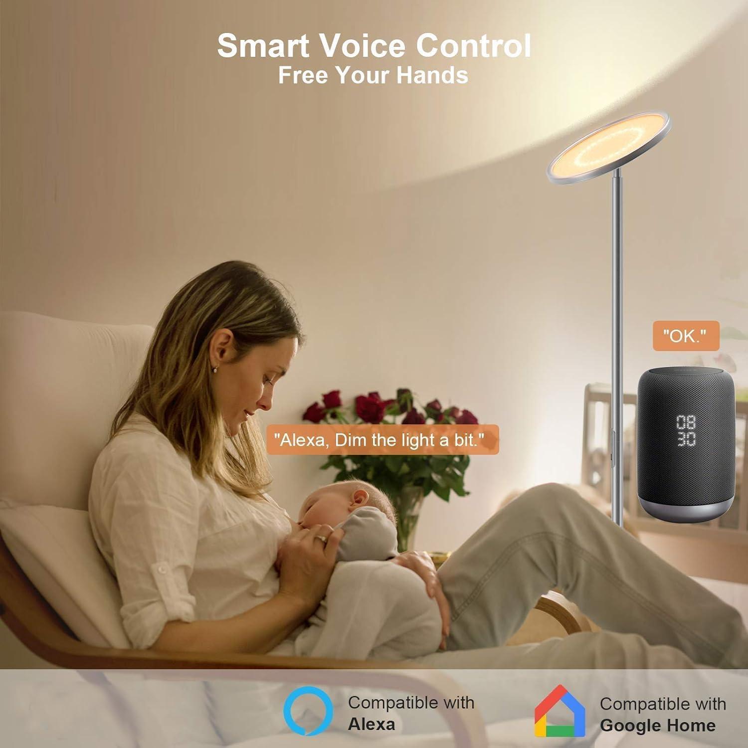 imageLEPOWER Floor LampBright LED Floor Lamp with 16 Million Color Choices Touch ControlampampCompatible with Alexa Goolge Home Smart Control Dimmable Standing Lamp for Living Room Bedroom Office