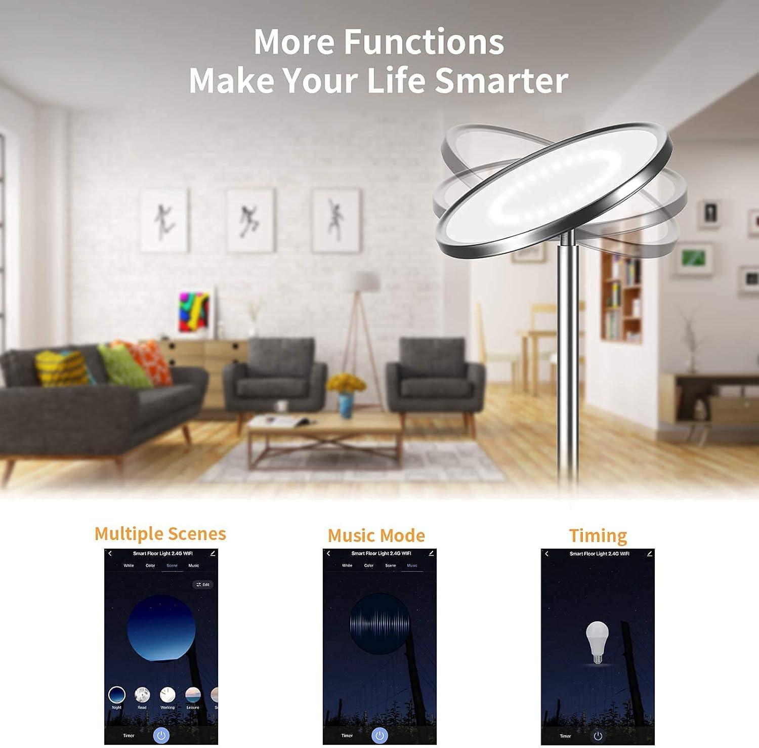imageLEPOWER Floor LampBright LED Floor Lamp with 16 Million Color Choices Touch ControlampampCompatible with Alexa Goolge Home Smart Control Dimmable Standing Lamp for Living Room Bedroom Office
