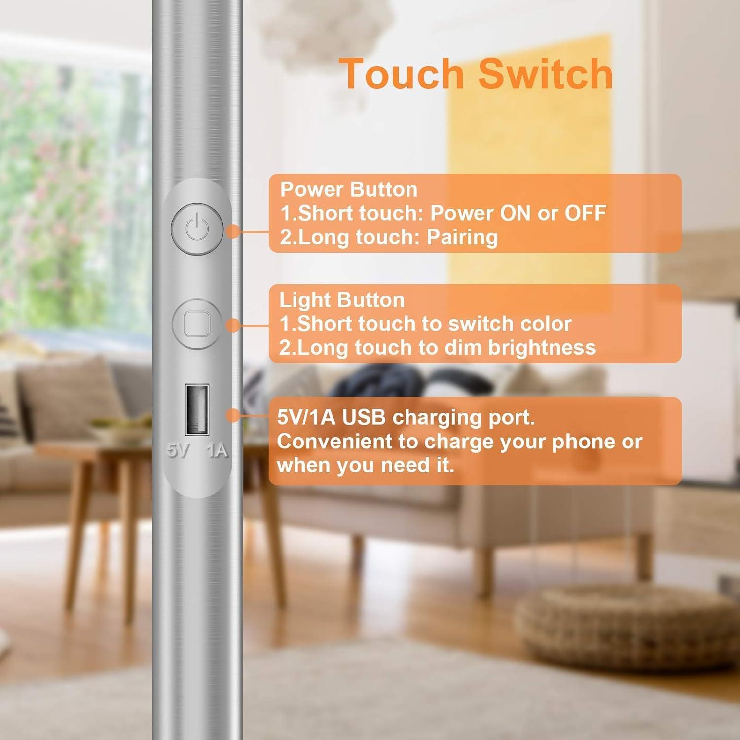 imageLEPOWER Floor LampBright LED Floor Lamp with 16 Million Color Choices Touch ControlampampCompatible with Alexa Goolge Home Smart Control Dimmable Standing Lamp for Living Room Bedroom Office