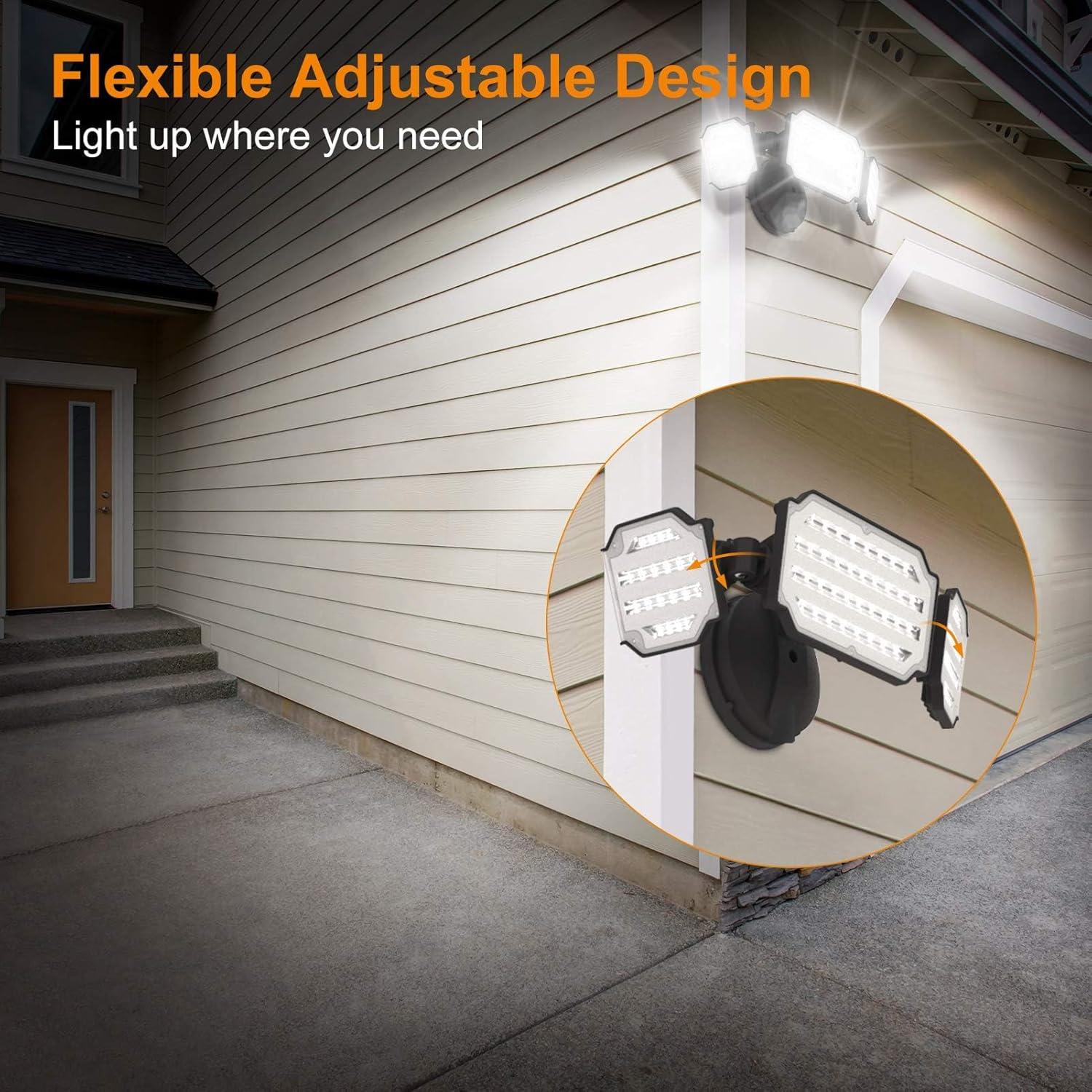 imageLEPOWER 4500LM Outdoor Flood Lights 45W LED Flood Light Exterior Flood Lights Switch Controlled 5000K 3 Adjustable Heads IP65 Waterproof Outdoor Lights for House Garage Yard BlackBlack