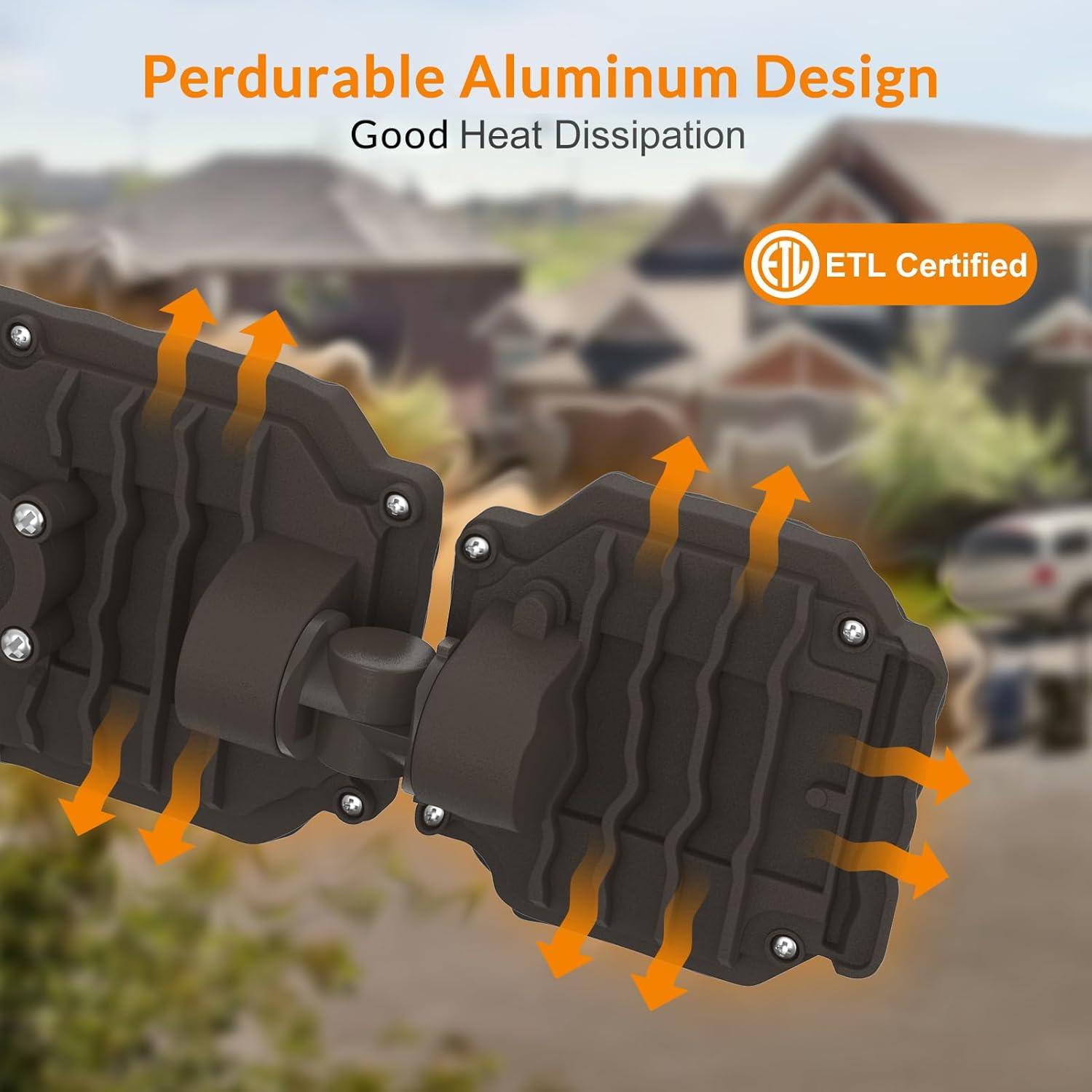 imageLEPOWER 4500LM Outdoor Flood Lights 45W LED Flood Light Exterior Flood Lights Switch Controlled 5000K 3 Adjustable Heads IP65 Waterproof Outdoor Lights for House Garage Yard BlackBrown