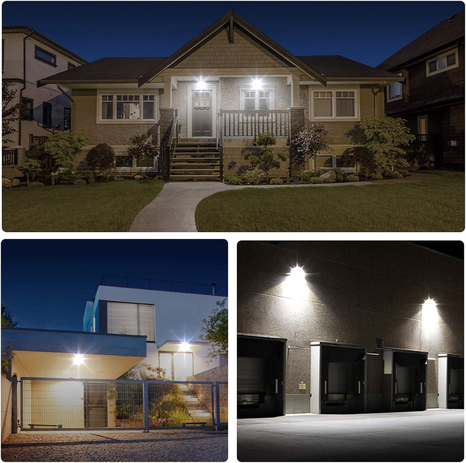 imageLEPOWER 100W LED Flood Light Outdoor Work Light Plug in 500W Halogen Bulb Equivalent IP66 Waterproof 8000LM 6000K Outdoor LED Lights Fixture for Backyard Garden Garage Playground