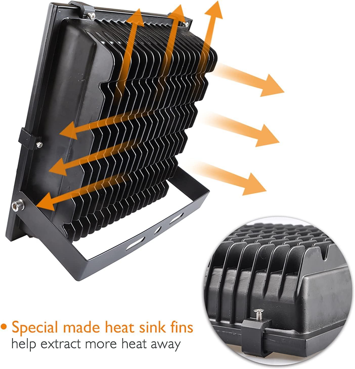 imageLEPOWER 100W LED Flood Light Outdoor Work Light Plug in 500W Halogen Bulb Equivalent IP66 Waterproof 8000LM 6000K Outdoor LED Lights Fixture for Backyard Garden Garage Playground