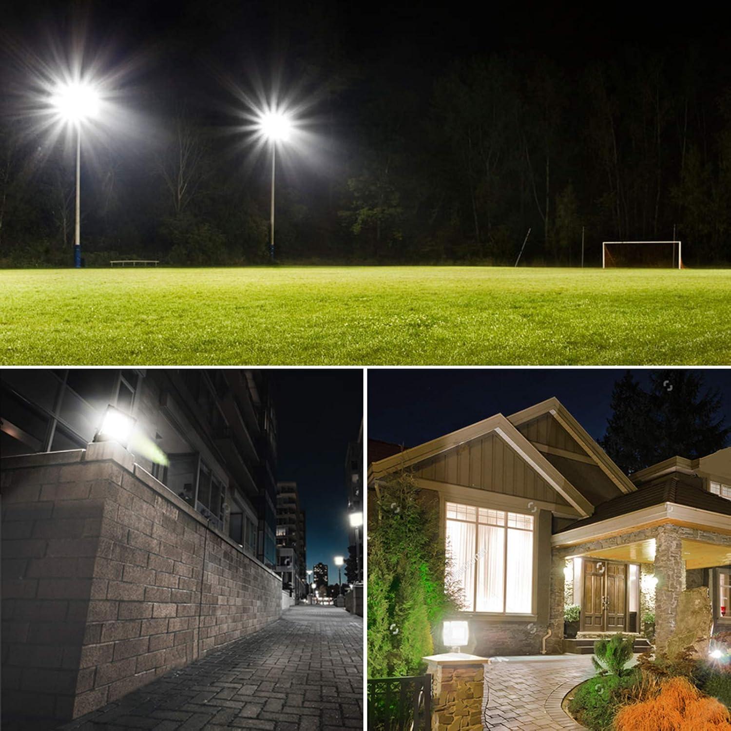 imageLEPOWER 150W LED Flood Light Outdoor LED Work Lights with Plug 11000LM 6000K White Light IP66 Waterproof Outdoor Floodlights for Garage Playground Basketball Court Yard