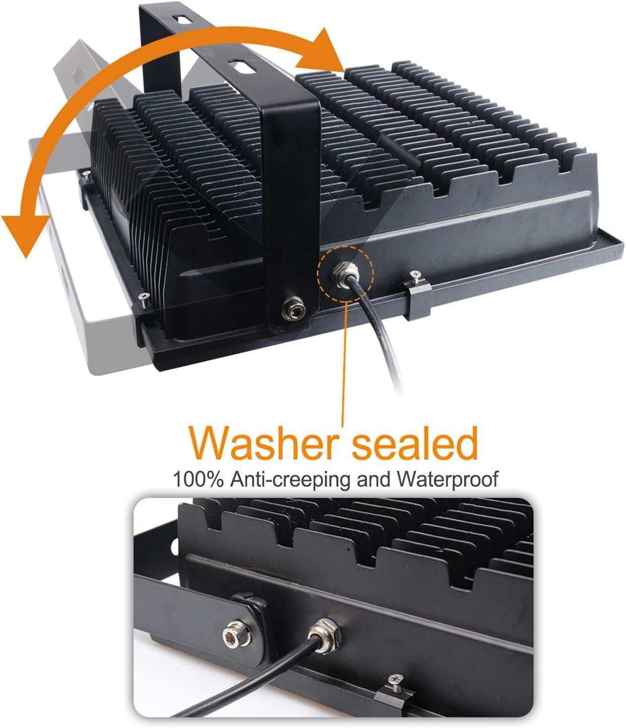 imageLEPOWER 150W LED Flood Light Outdoor LED Work Lights with Plug 11000LM 6000K White Light IP66 Waterproof Outdoor Floodlights for Garage Playground Basketball Court Yard