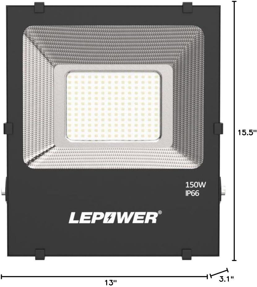 imageLEPOWER LED Flood Light Outdoor 150W LED Work Lights Plug in 11000lm 6000K White Light IP66 Waterproof Outdoor Floodlights for Garage Playground Backyard Basketball Court2 Pack