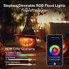 LEPOWER 20W Smart LED Flood Lights Outdoor, WiFi Dimmable Color Changing Stage Light, RGBCW, 2700K-6000K, 1600LM, Multicolor Wall Washer Halloween Light, IP66 Waterproof