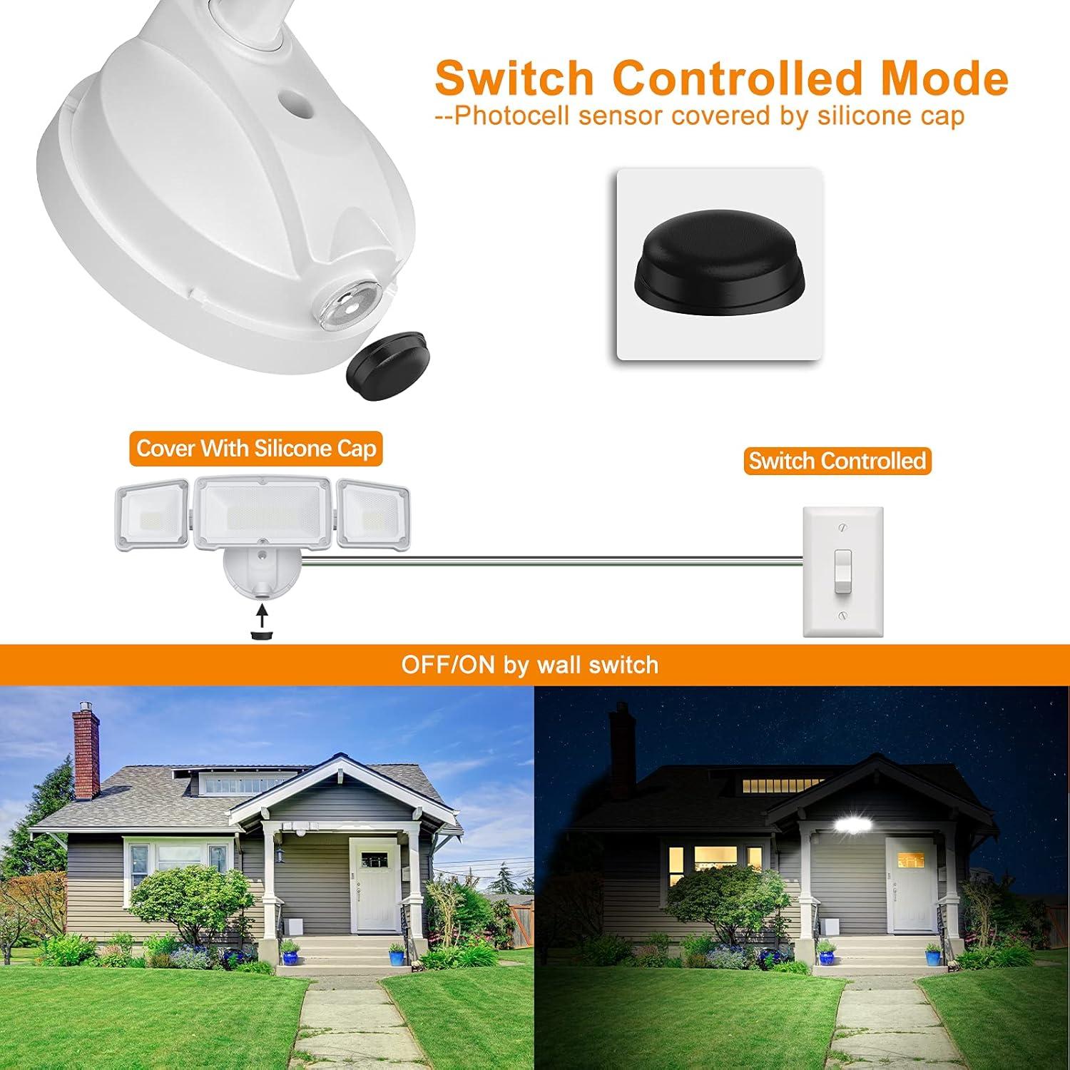 image:imageLEPOWER 3500LM Dusk to Dawn LED Security Lights Outdoor 35W Outdoor Flood Light with Photocell 5500K IP65 Waterproof 3 Head Exterior Light for Garage Patio YardBrown Pack of 2White