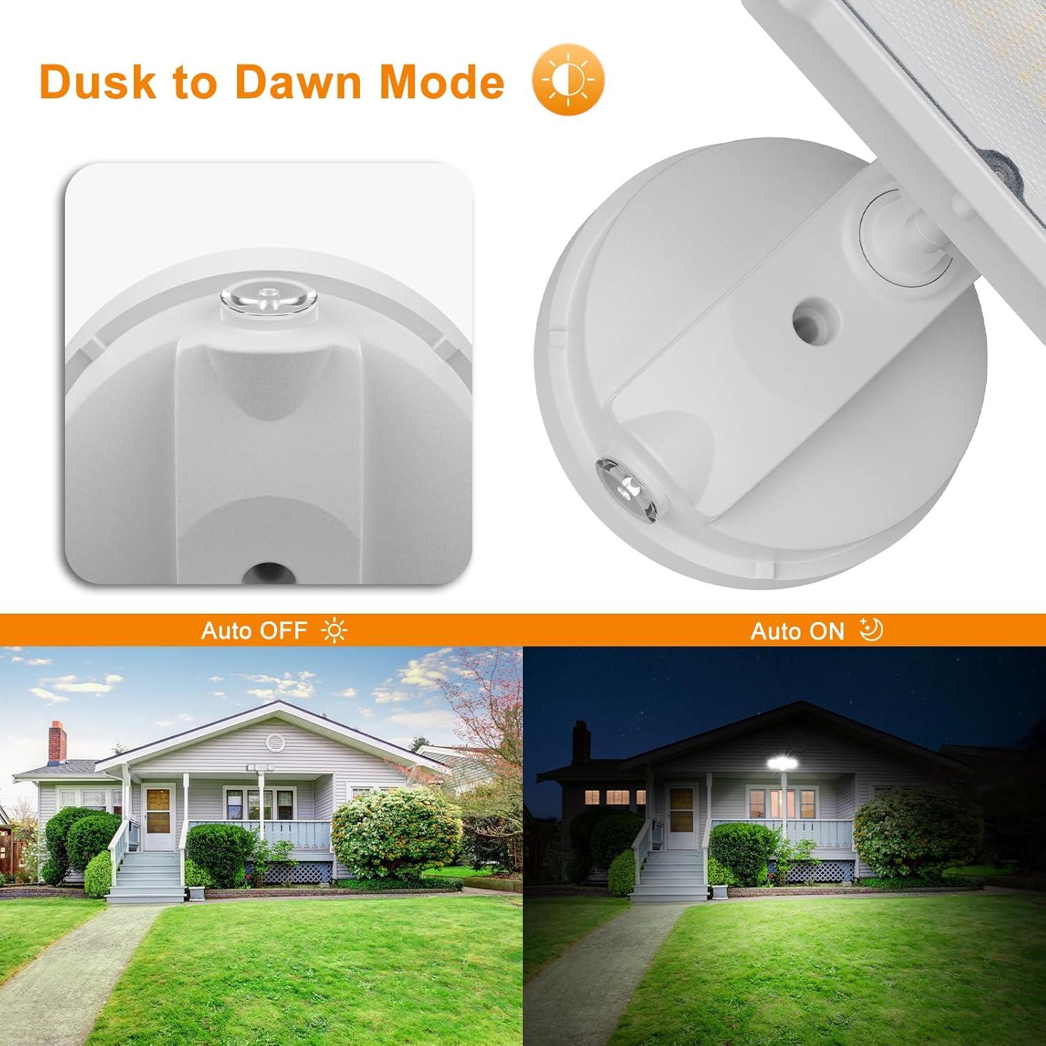 image:imageLEPOWER 3500LM Dusk to Dawn LED Security Lights Outdoor 35W Outdoor Flood Light with Photocell 5500K IP65 Waterproof 3 Head Exterior Light for Garage Patio YardBrown Pack of 2White