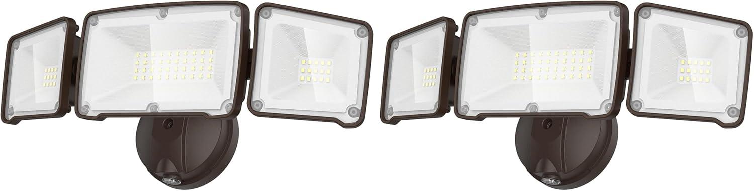 image:imageLEPOWER 3500LM Dusk to Dawn LED Security Lights Outdoor 35W Outdoor Flood Light with Photocell 5500K IP65 Waterproof 3 Head Exterior Light for Garage Patio YardBrown Pack of 2Brown