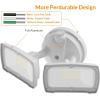 LEPOWER 3500LM Dusk to Dawn LED Security Lights Outdoor, 35W Outdoor Flood Light with Photocell, 5500K, IP65 Waterproof 3 Head Exterior Light for Garage, Patio, Yard（Brown） (Pack of 2)(White)